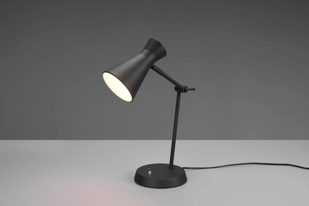 Offerta ENZO LAMPADA DA TAVOLO DIFFUSORE DOPPIO CONO METALLO NERO H. 50CM