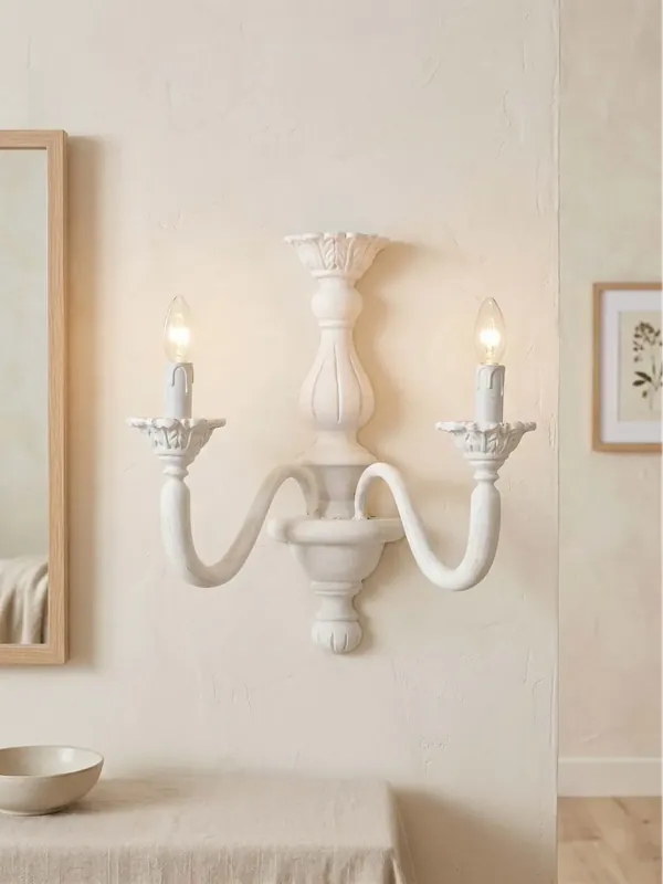 Popolare Applique classico in legno grigio sbiancato shabby chic 2 luci esse 816/2a