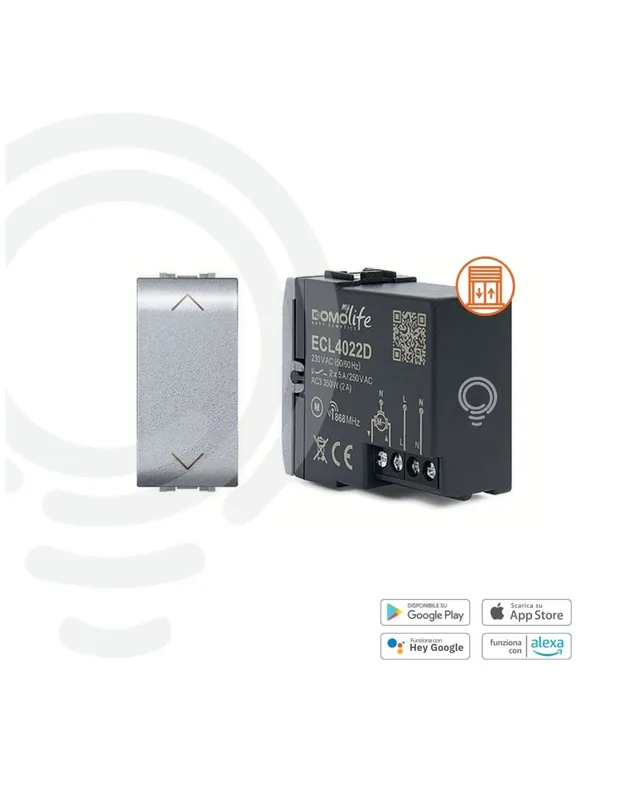 Ultime Pezzi Doppio pulsante grigio domotico modulare per 1 dispositivo motorizzato 230V