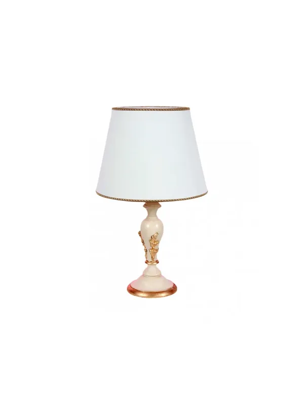 Lumetto classico in legno avorio e foglia oro a 1 luce esse 815/bp Novità