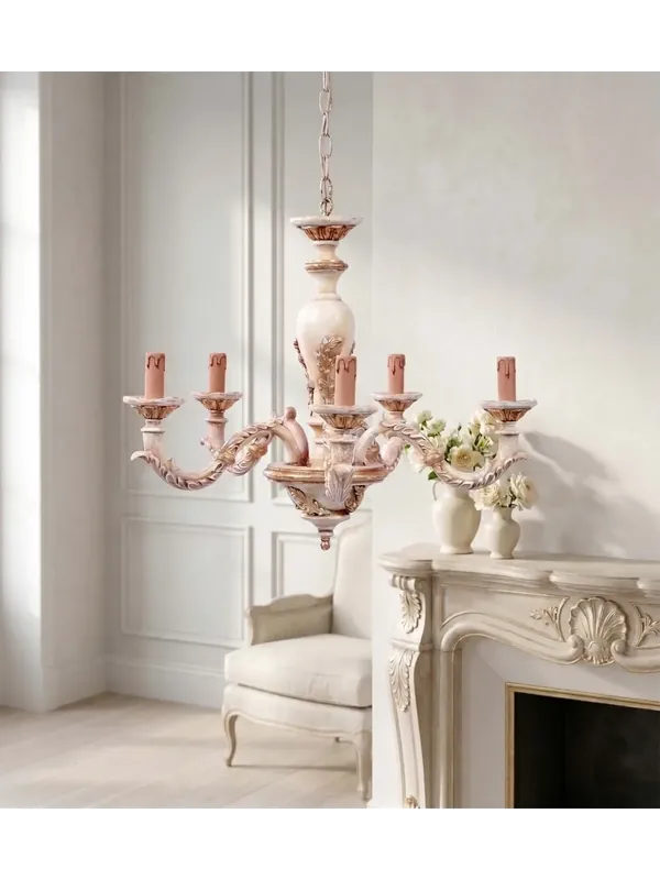 Di Tendenza Lampadario classico in legno decapè oro a 5 luci esse 815/5