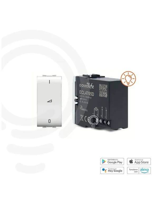 Dimmer domotico modulare bianco con 1 circuito comandato 230V per lampade ad incandescenza, alogene, a led dimmerabili e CFL dim Ultima Occasione