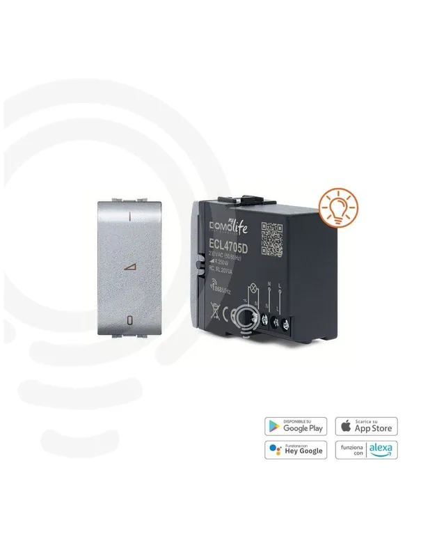 Solo Oggi Dimmer domotico grigio modulare con 1 circuito comandato 230V per lampade ad incandescenza, alogene a led dimmerabili e CFL dimm