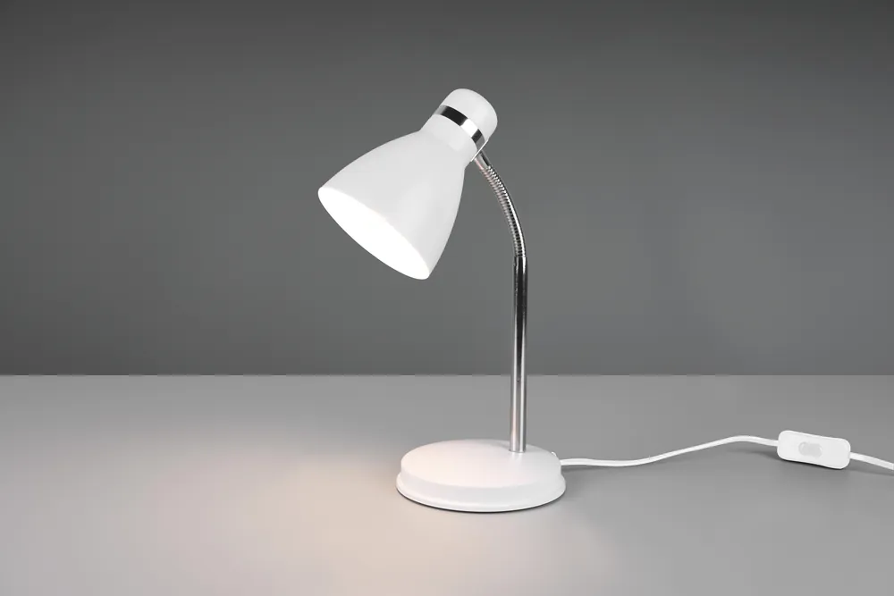 Prezzo Conveniente HARVEY LAMPADA DA STUDIO DA TAVOLO METALLO BIANCO E CROMATO FLESTouchdimmerBILE H. 33CM
