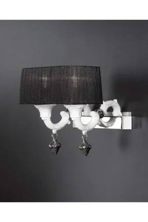 Applique classico lusso ceramica bassano bianco a 2 luci luxury r016 A Buon Prezzo