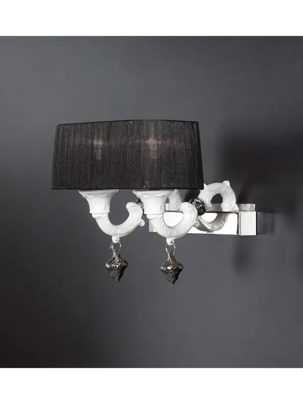 Applique classico lusso ceramica bassano bianco a 2 luci luxury r016 A Buon Prezzo