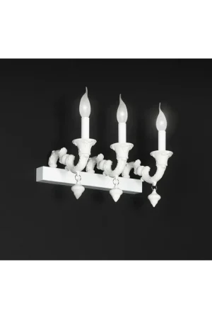 Applique classico lusso ceramica bassano bianco a 3 luci luxury r015 Ultima Occasione