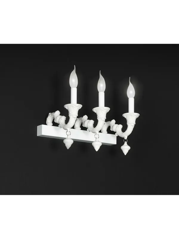 Applique classico lusso ceramica bassano bianco a 3 luci luxury r015 Ultima Occasione