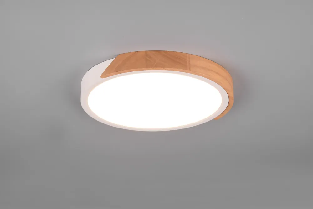 Prezzo Basso JANO PLAFONIERA LED ROTONDA BORDO BIANCO E LEGNO NATURALE CON FUNZIONE DI REGOLAZIONE INTENTouchdimmerTA‘ CON NORMALE INTERRUTTORE A PARETE D. 31,5CM