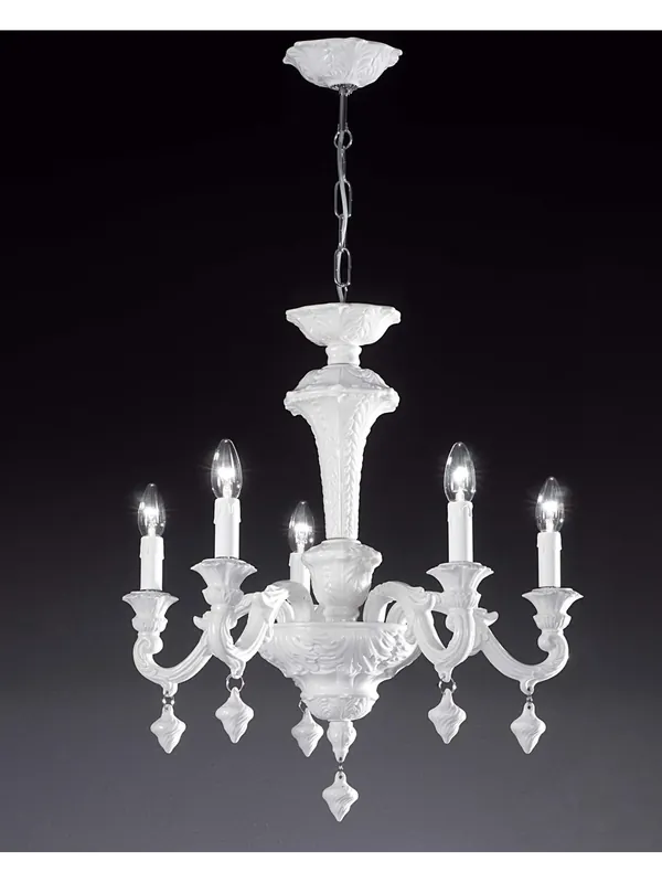 Lampadario classico lusso ceramica bassano bianco a 5 luci luxury r014 Più Venduto