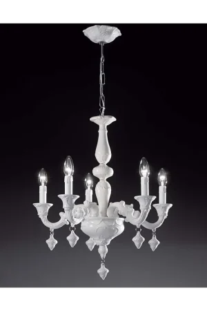Soddisfatti O Rimborsati Lampadario classico lusso ceramica bassano bianco a 5 luci luxury r013