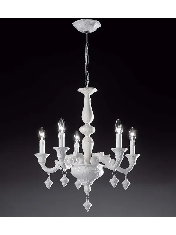 Soddisfatti O Rimborsati Lampadario classico lusso ceramica bassano bianco a 5 luci luxury r013