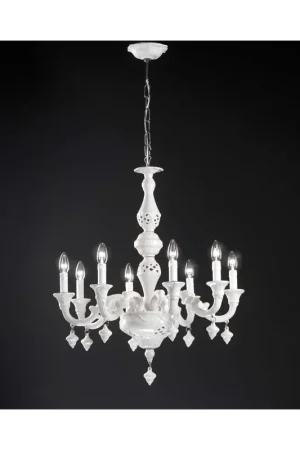 Promozione Esclusiva Lampadario classico lusso ceramica bassano bianco a 8 luci luxury r011