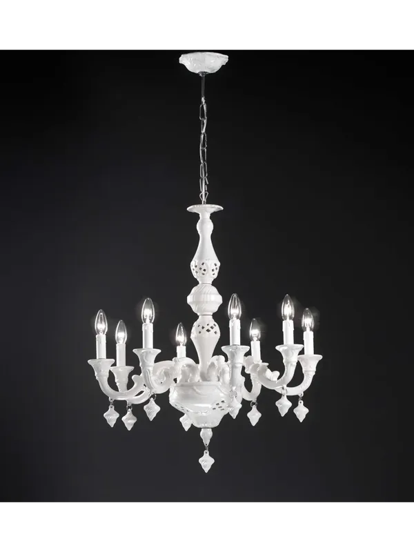 Promozione Esclusiva Lampadario classico lusso ceramica bassano bianco a 8 luci luxury r011