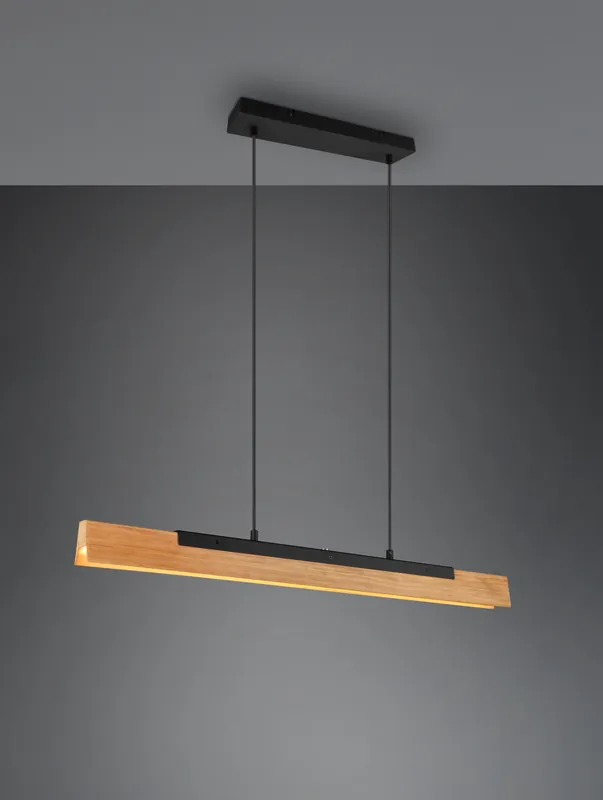 KERALA SOSPENTouchdimmerONE LED LEGNO NATURALE E METALLO NERO DIMMERABILE CON TOUCH DIMMER L. 90CM Ultime Pezzi