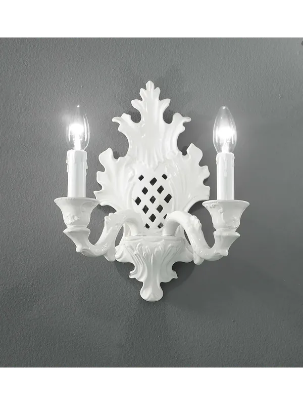 Prezzo Ridotto Applique classico lusso ceramica bassano bianco a 2 luci luxury r008