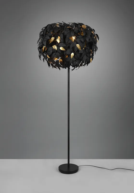 Ultime Pezzi LEAVY PIANTANA BASE METALLO NERO CON FOGLIE LAVABILI NERO E ORO H. 180CM