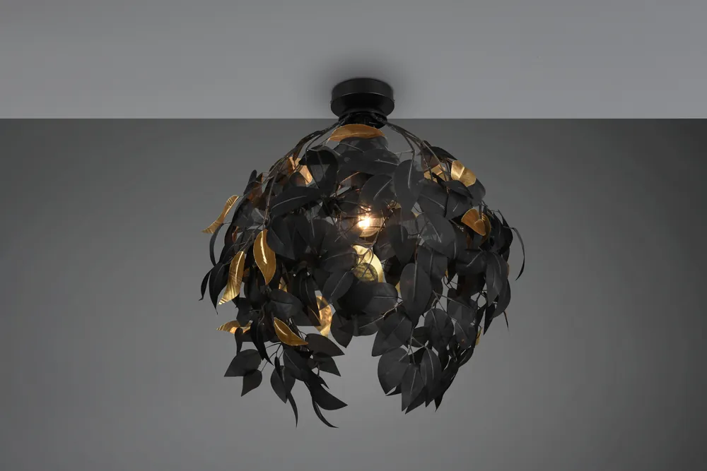 Saldi LEAVY PLAFONIERA FOGLIE LAVABILI NERO E ORO D. 38CM