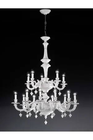 Ultime Pezzi Lampadario classico lusso ceramica bassano bianco a 15 luci luxury r006
