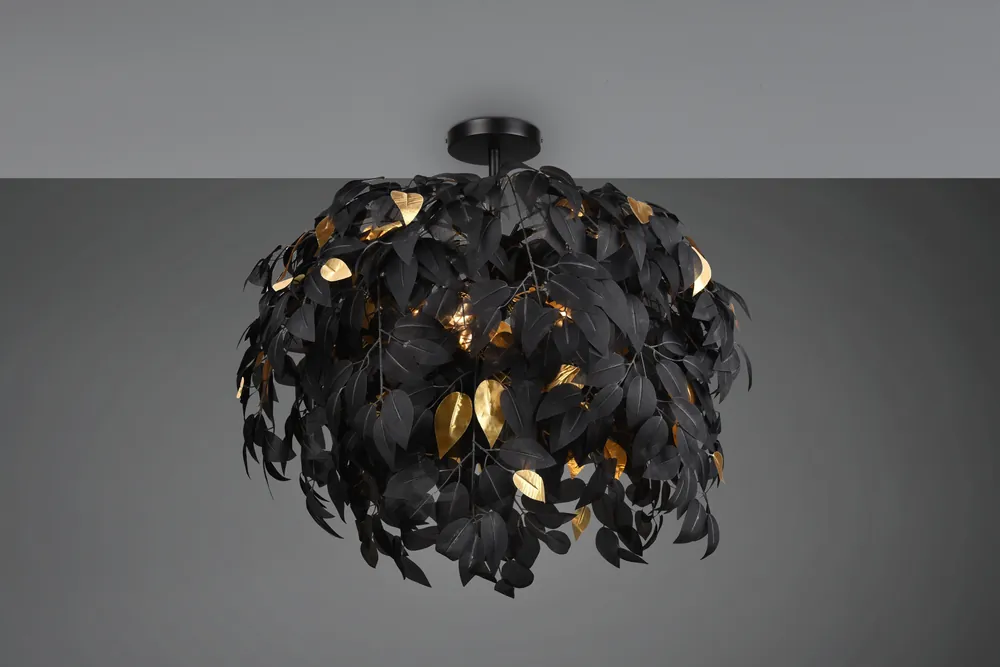 LEAVY PLAFONIERA FOGLIE LAVABILI NERO E ORO D. 70CM Acquista Ora