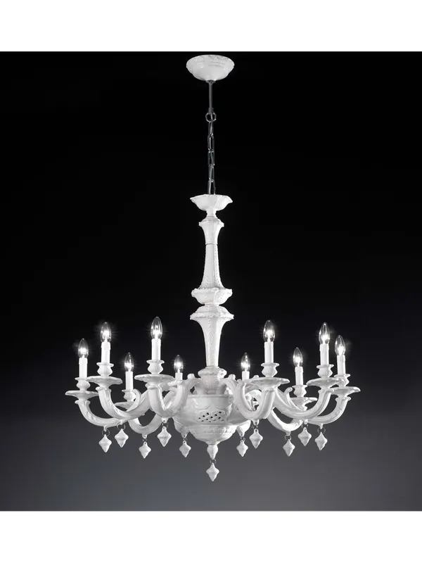 Lampadario classico lusso ceramica bassano bianco a 10 luci luxury r005 Compra Online