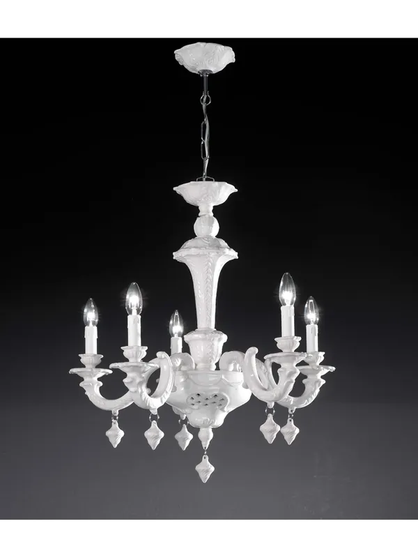 Prezzo Basso Lampadario classico lusso ceramica bassano bianco a 5 luci luxury r004