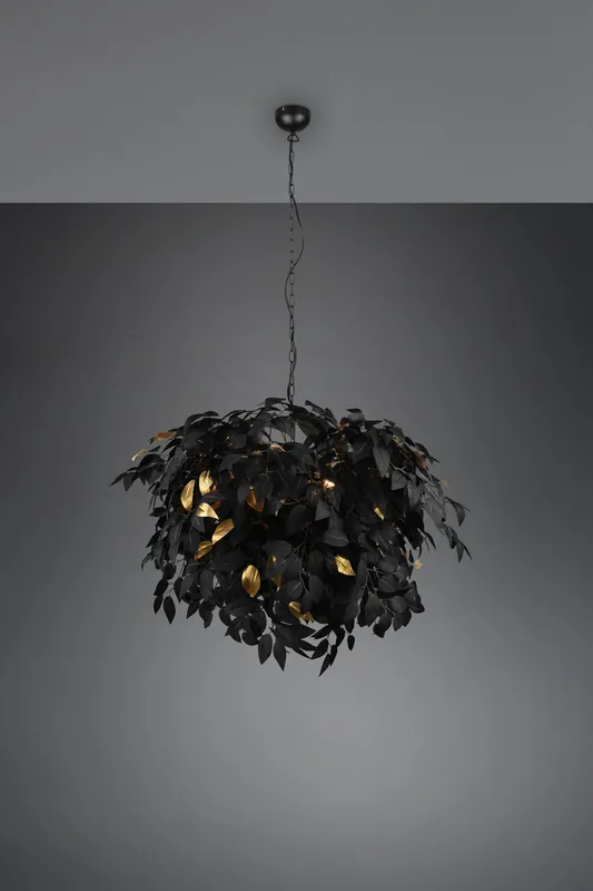 LEAVY SOSPENTouchdimmerONE GRANDE FOGLIE LAVABILI NERO E ORO D. 70CM Subito Disponibile