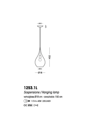 Cangini E Tucci Lacrima rigato R1253.1L lampadario moderno Scelto Dai Clienti