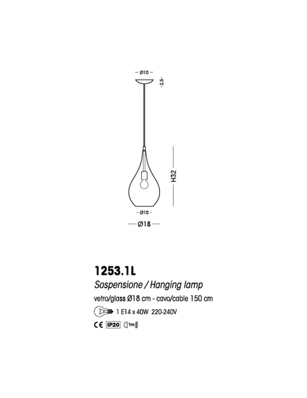 Cangini E Tucci Lacrima rigato R1253.1L lampadario moderno Scelto Dai Clienti