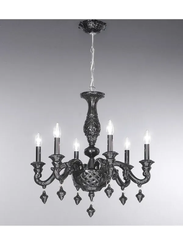 A Buon Prezzo Lampadario classico lusso ceramica bassano nero a 6 luci luxury r001