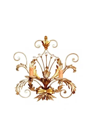 Applique classico in ferro battuto e cristallo 2 luci esse 840/2a Nuova Collezione