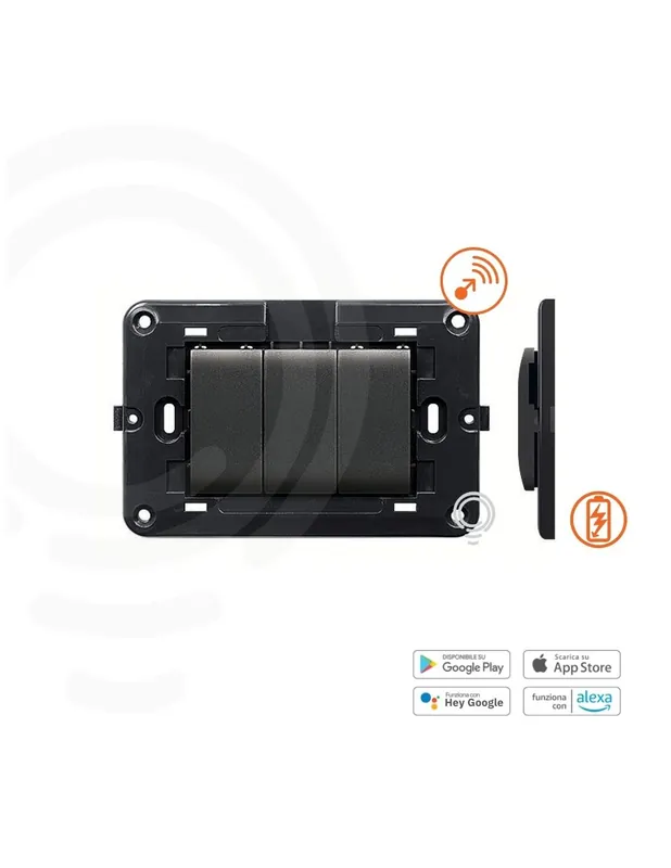 Subito Disponibile Comando nero domotico a parete stand-alone con adesivo sensore di temperatura integrato