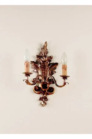 Applique classico in legno foglia argento-oro a 2 luci esse 86/2a Must-Have