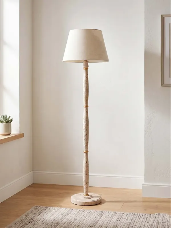 Popolare Piantana classica in legno bianco oro a 1 luce esse 52/t