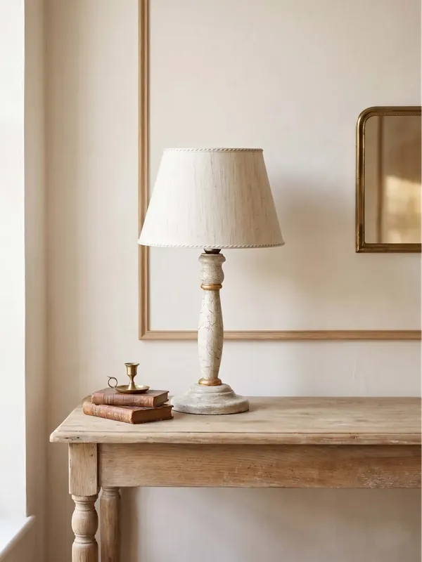 Ultime Pezzi Lume lampada grande classico in legno bianco oro a 1 luce esse 52/bg