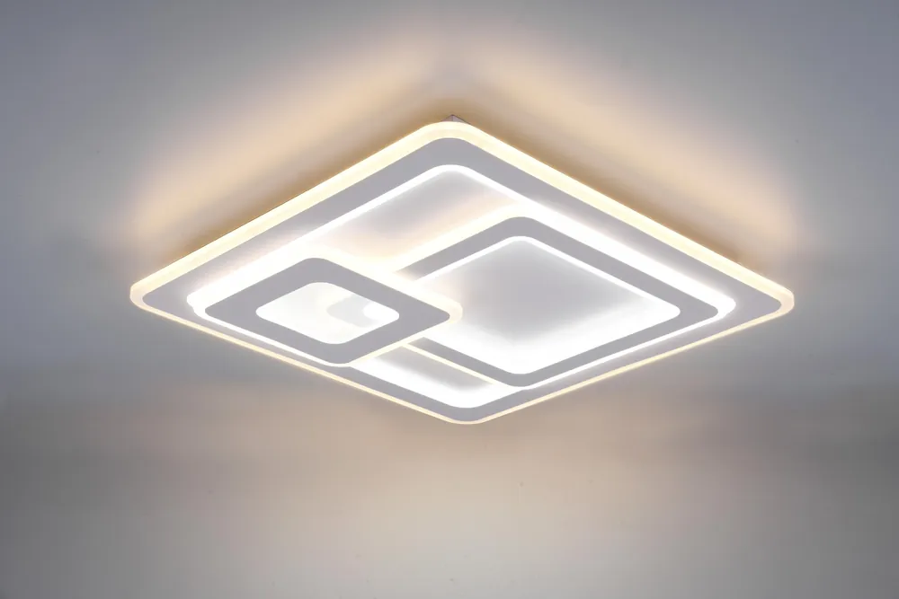 Subito Disponibile MITA PLAFONIERA LED BIANCA QUADRATI 3D CON TELECOMANDO MULTIFUNZIONE REGOLAZIONE INTETouchdimmerTA‘ E TEMPERATURA DI COLORE L. 52CM