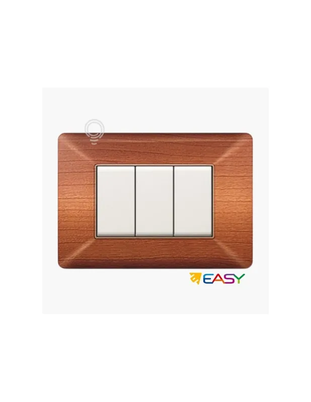 Placca coprinterurttore 3 moduli colore legno chiaro compatibile Matix Esclusivo