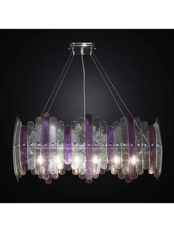 Prezzo Conveniente Lampadario moderno vetrofusione murano trasparente lilla 6 luci BGA 2112-82
