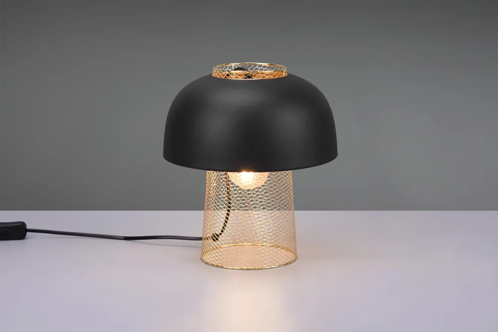 Subito Disponibile PUNCH LAMPADA DA TAVOLO IN METALLO NERO E ORO H. 28CM