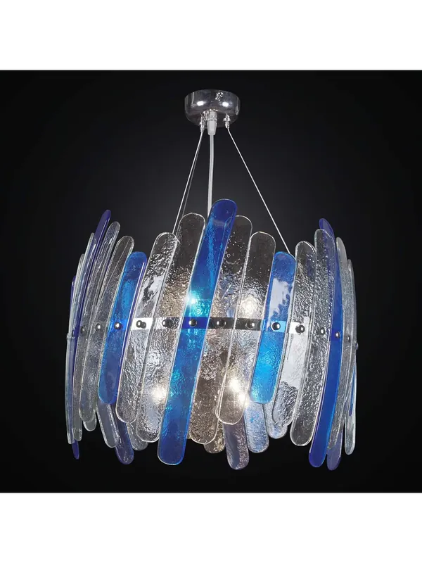 Lampadario moderno vetrofusione murano trasparente blu 6 luci BGA 2113-s40 Nuovo Arrivo