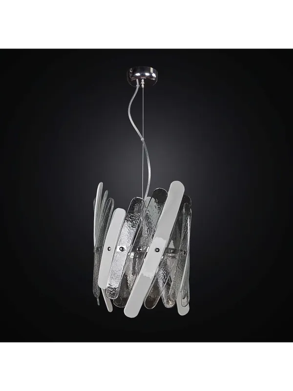 Lampadario moderno vetrofusione murano trasparente bianco 1 luce BGA 2113-s20 Prezzo Conveniente