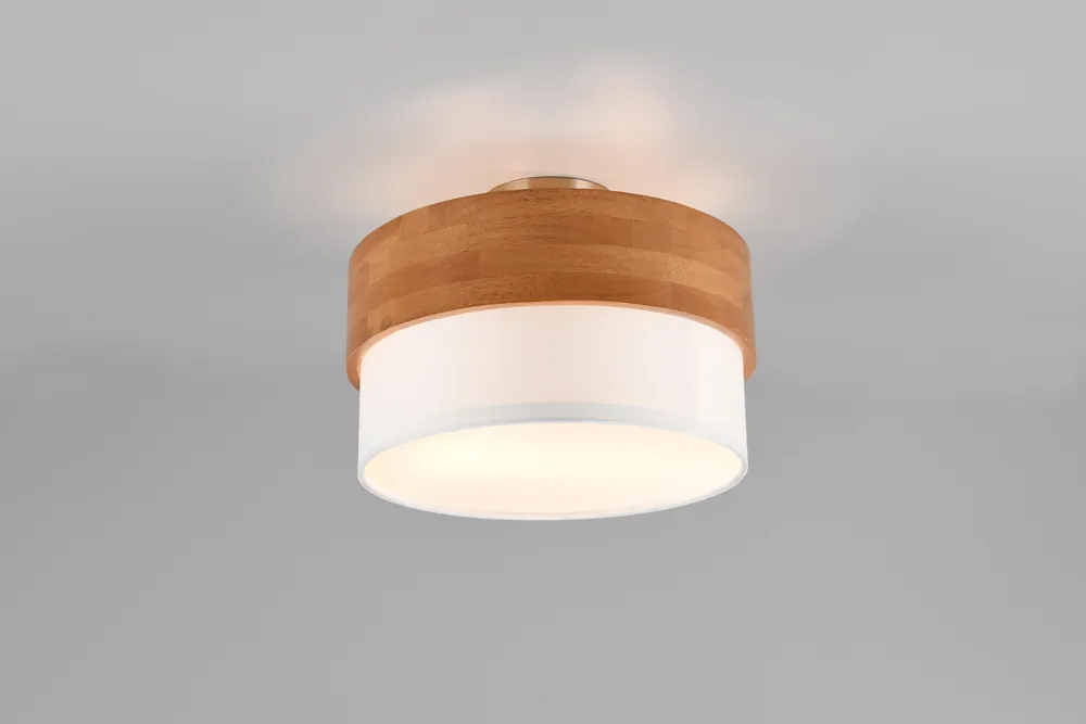 Reso Gratuito SEASONS PLAFONIERA LEGNO NATURALE E PARALUME BIANCO D. 30CM