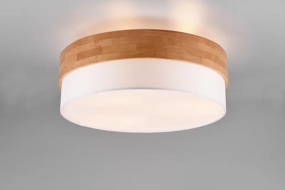 Reso Gratuito SEASONS PLAFONIERA LEGNO NATURALE E PARALUME BIANCO D. 50CM