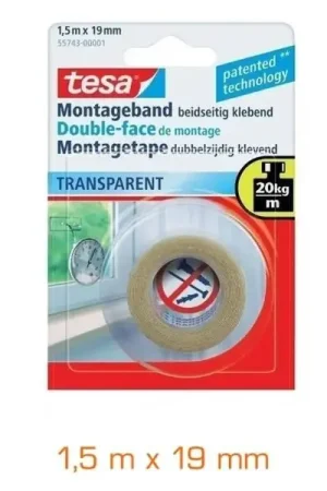 Promo Stagionale Nastro biadesivo EXTRAFORTE trasparente Tesa mm 19x1,5 mt