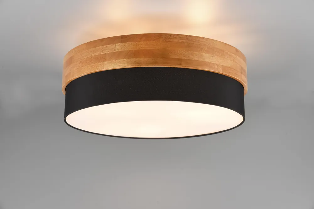 SEASONS PLAFONIERA LEGNO NATURALE E PARALUME NERO D. 50CM Più Venduto