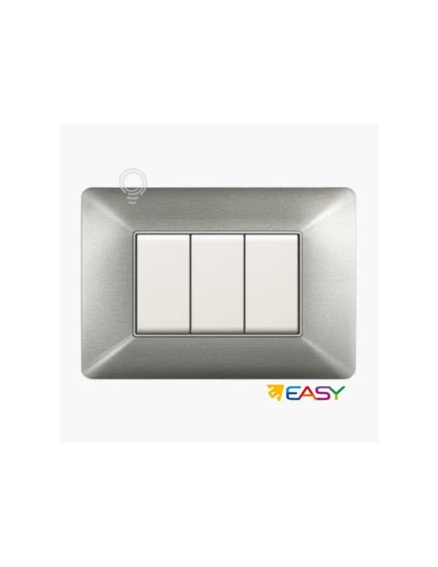 Ultime Pezzi Placca coprinterurttore 6 moduli colore acciaio satinato compatibile Matix