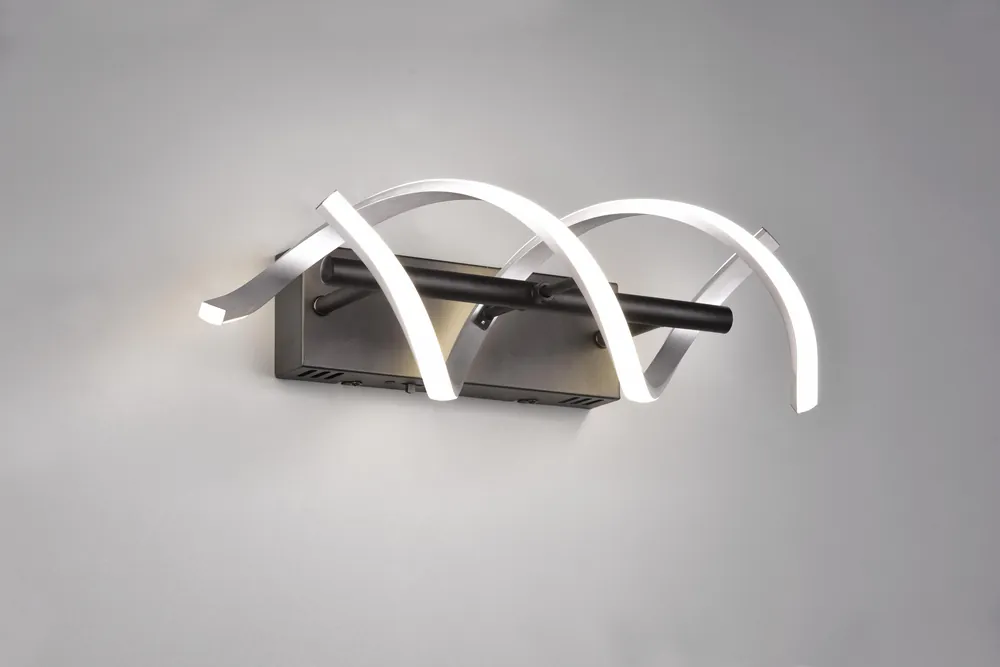 SEQUENCE APPLIQUE LED SPIRALE METALLO ALLUMINIO E NERO CON REGOLAZIONE INTENTouchdimmerTA‘ E TEMPERATURA DI COLORE DELLA LUCE CON INTERRUTTORE H. 47CM Ultimissimo Modello