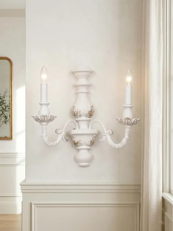 Scelto Dai Clienti Applique classico in legno bianco shabby chic a 2 luci esse 710/2a