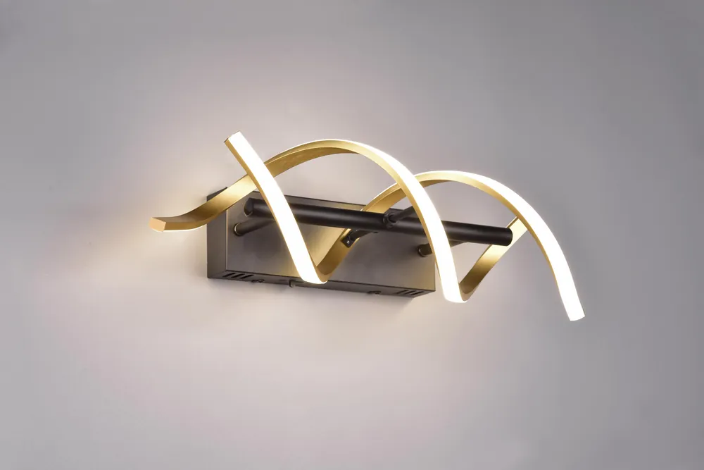 SEQUENCE APPLIQUE LED SPIRALE METALLO OTTONE E NERO CON REGOLAZIONE INTENTouchdimmerTA‘ E TEMPERATURA DI COLORE DELLA LUCE CON INTERRUTTORE H. 47CM Più Venduto