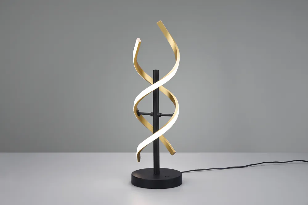 SEQUENCE LAMPADA DA TAVOLO LED SPIRALE METALLO OTTONE E NERO CON REGOLAZIONE INTENTouchdimmerTA‘ E TEMPERATURA DI COLORE DELLA LUCE CON INTERRUTTORE TOUCH H. 49CM Direttamente Dal Produttore